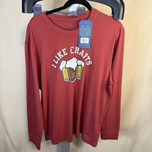 Life Is Good Men's Large Rust Long Sleeve Craft‎ Beer T-shirt